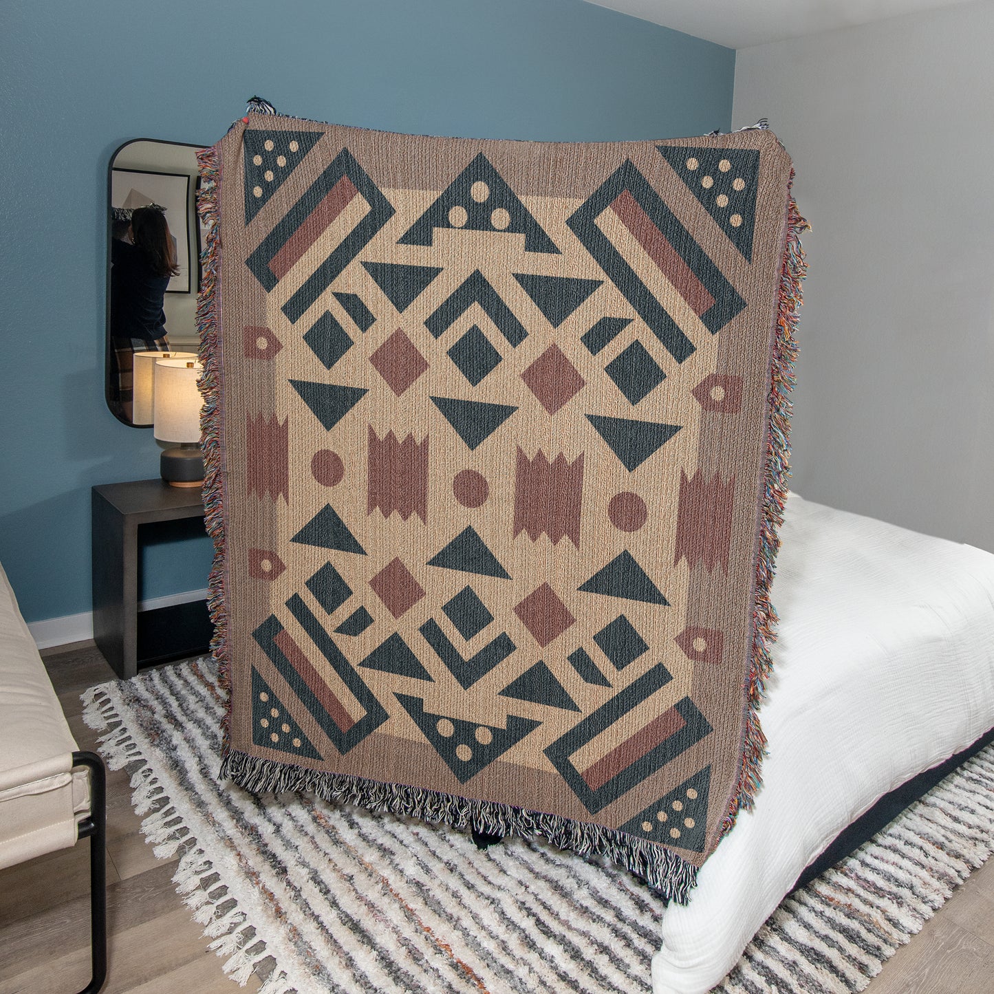 Geometric Patterns Woven Throw Blanket