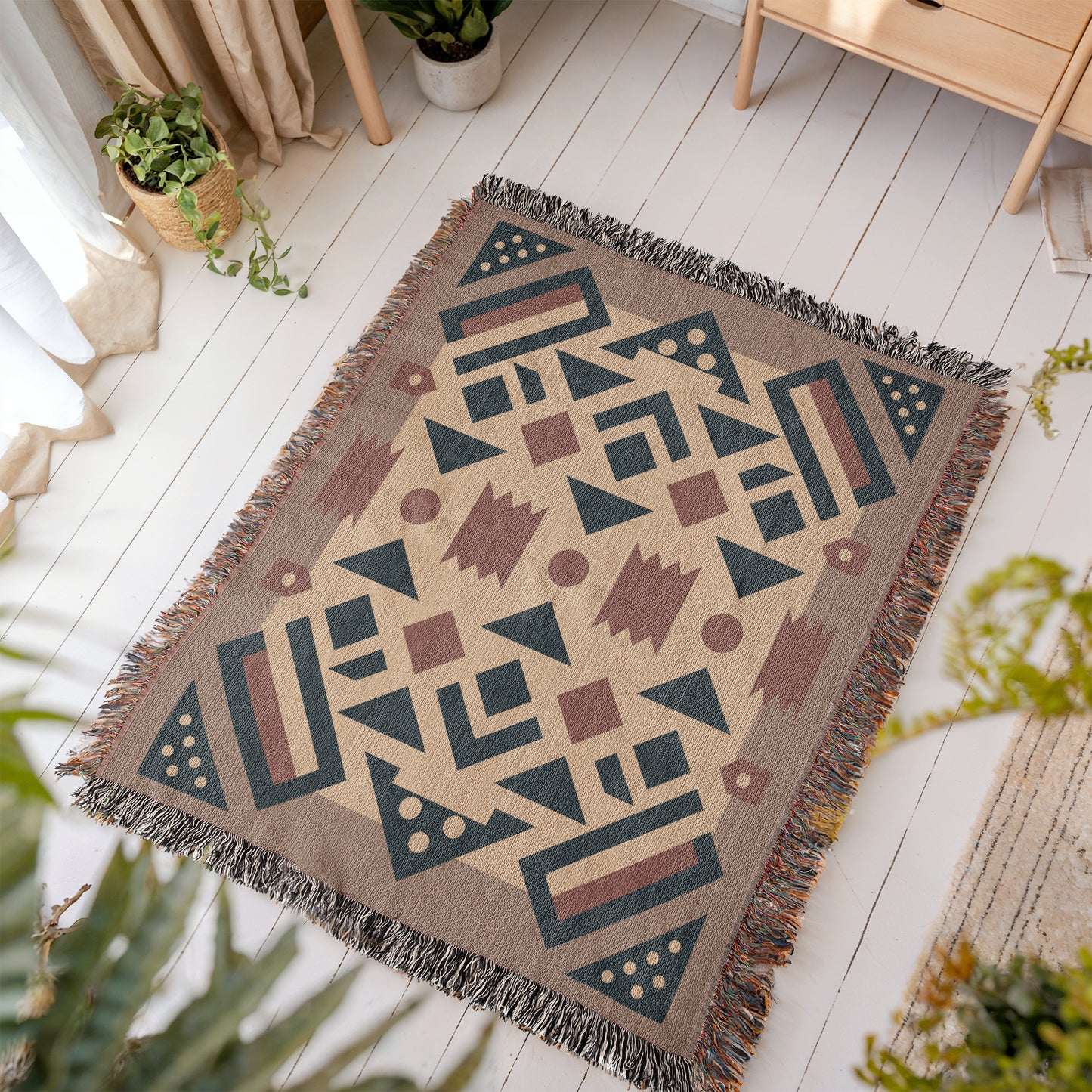 Geometric Patterns Woven Throw Blanket