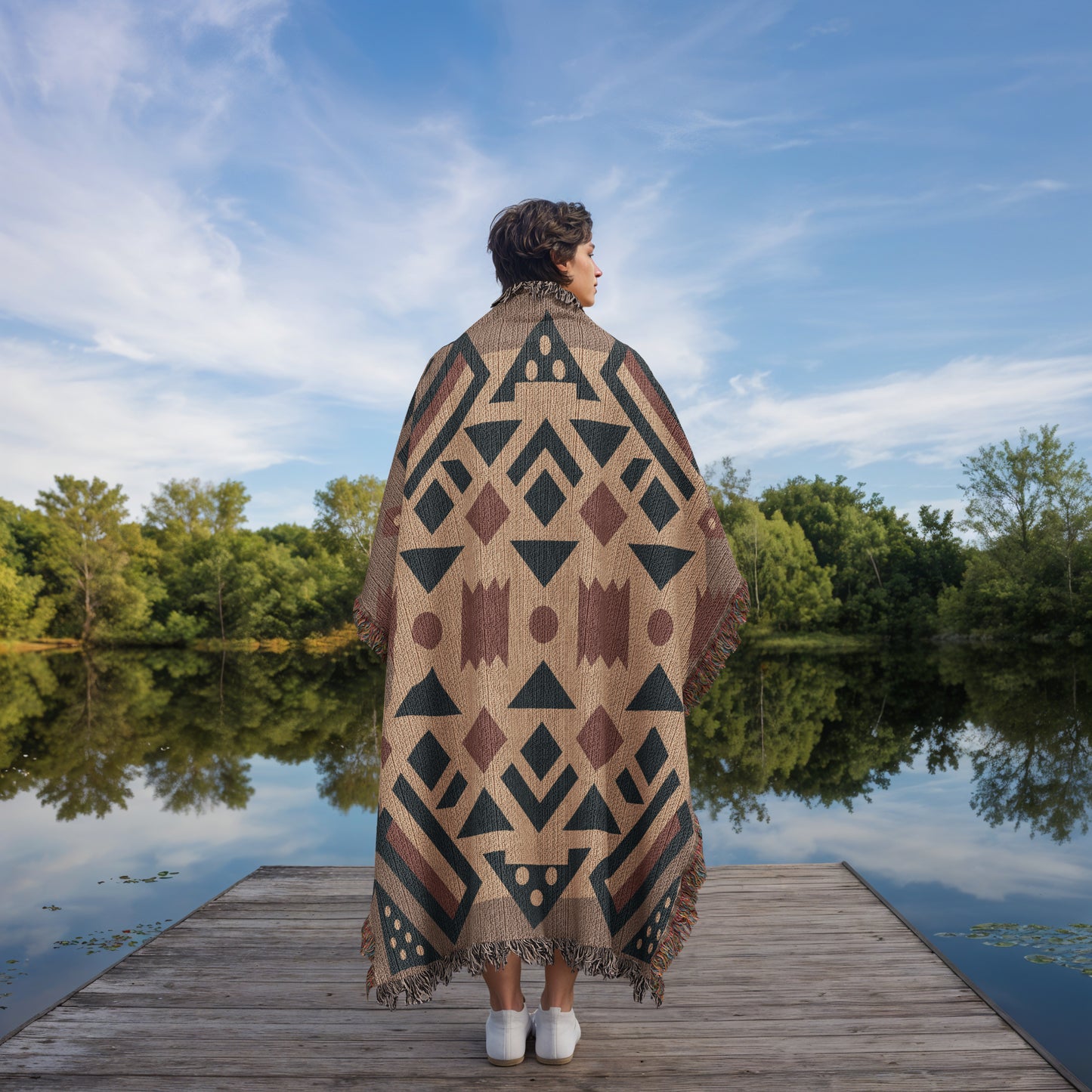 Geometric Patterns Woven Throw Blanket