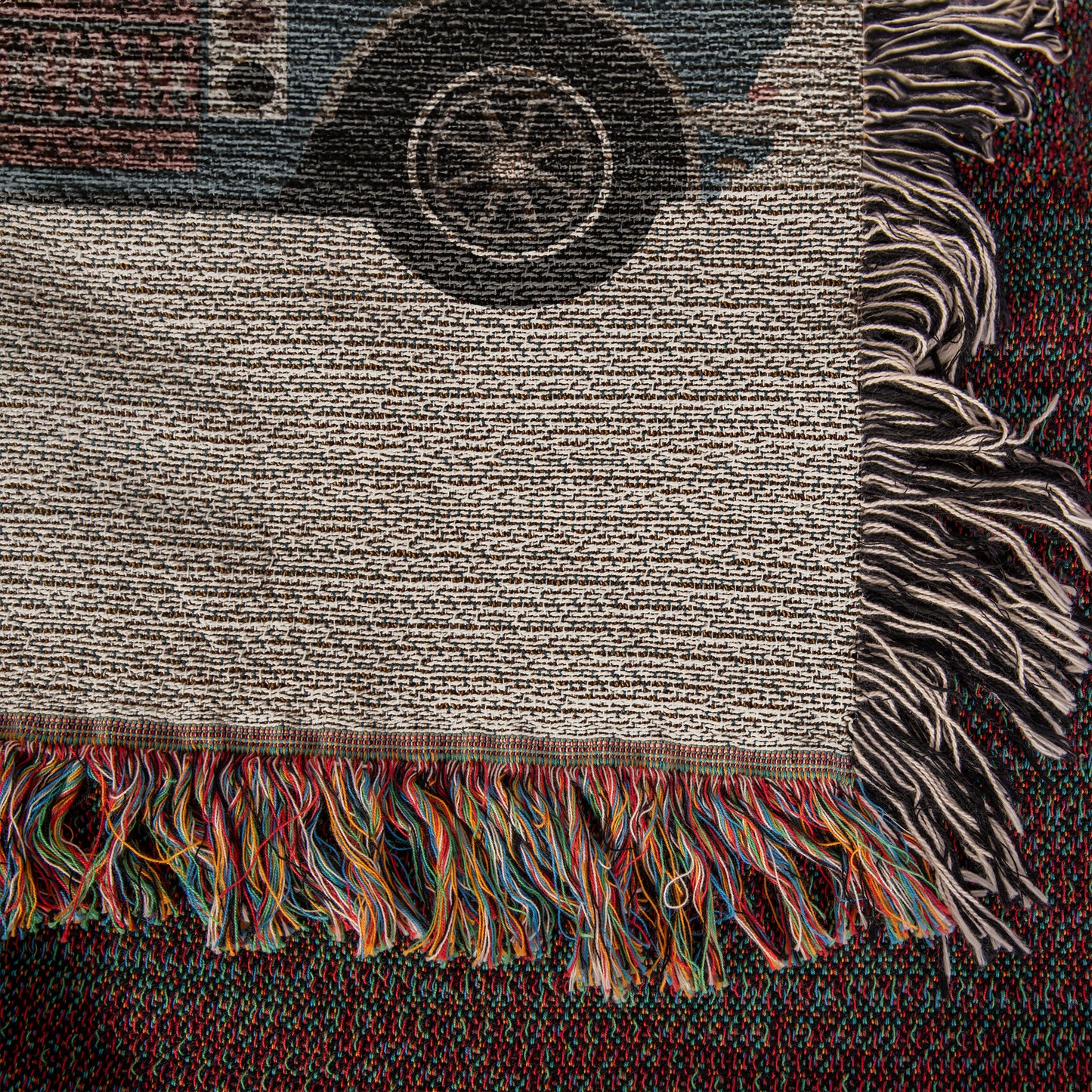 Geometric Car & Vinyl Record Woven Throw Blanket