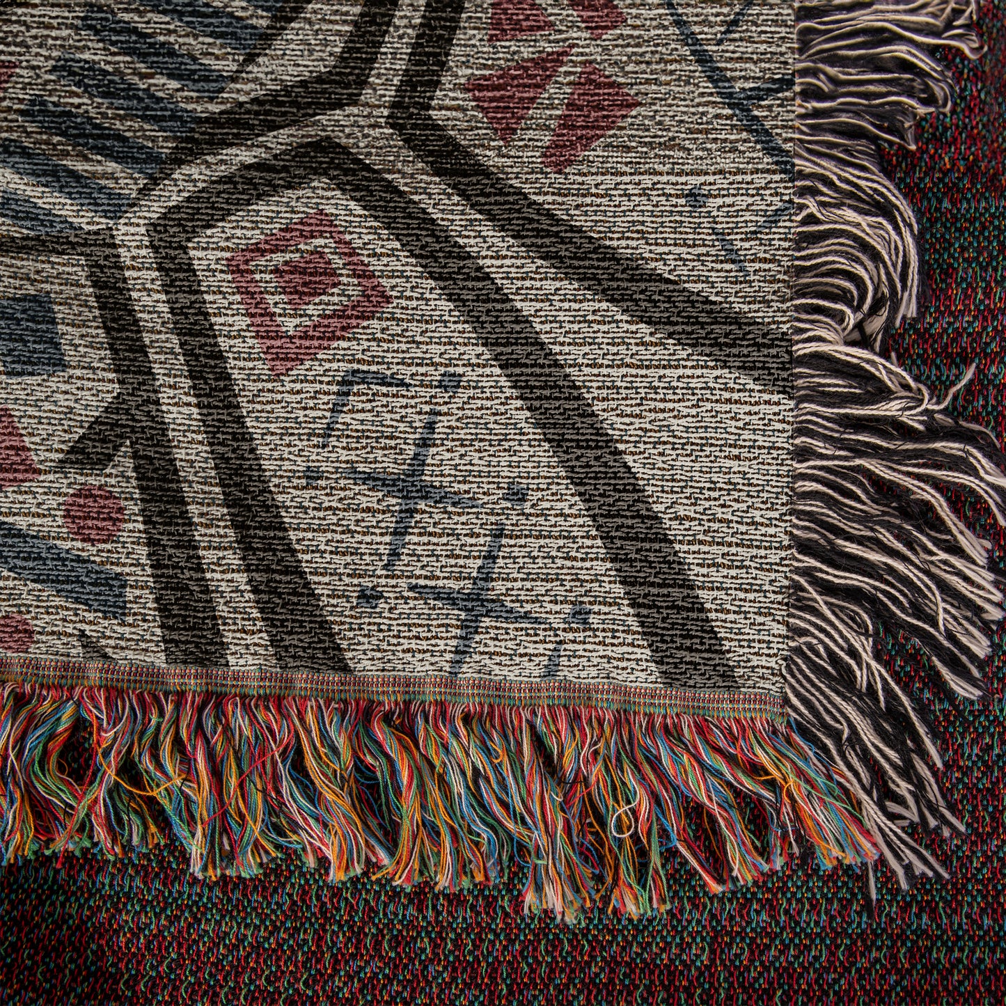 Geometric Face Woven Throw Blanket