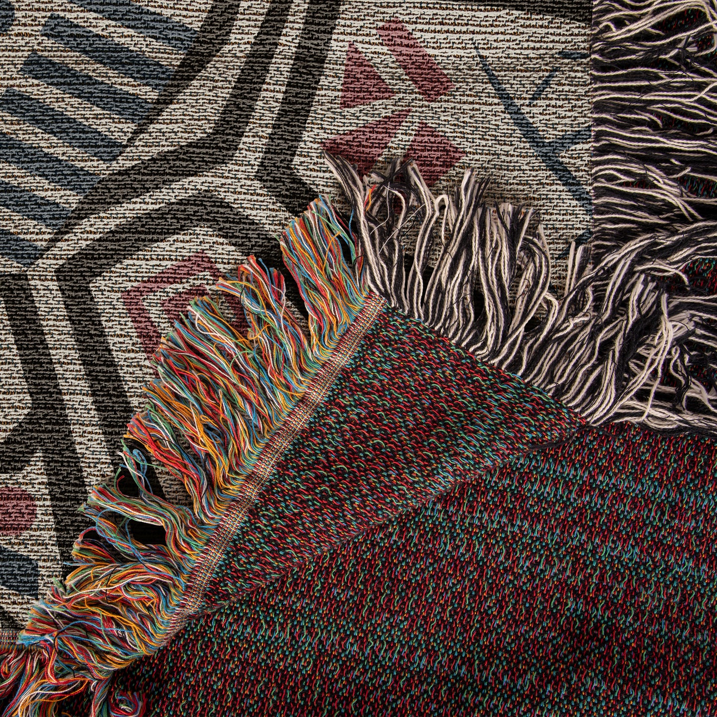 Geometric Face Woven Throw Blanket