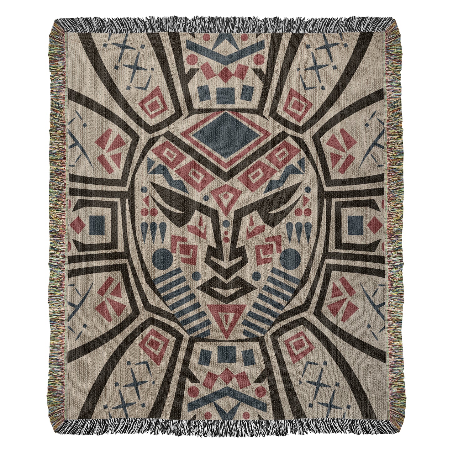 Geometric Face Woven Throw Blanket