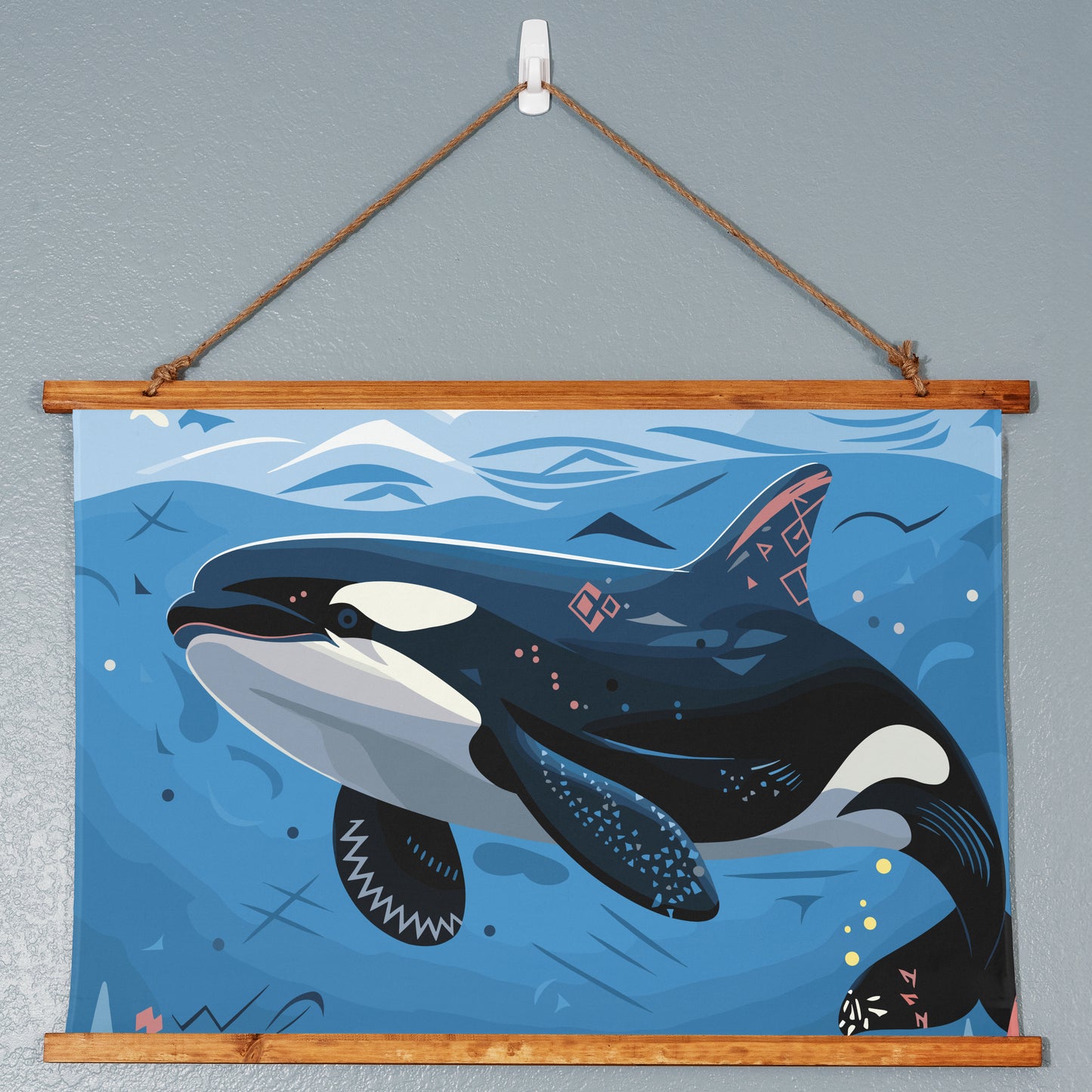 Geometric Orca Hanging Wall Tapestry