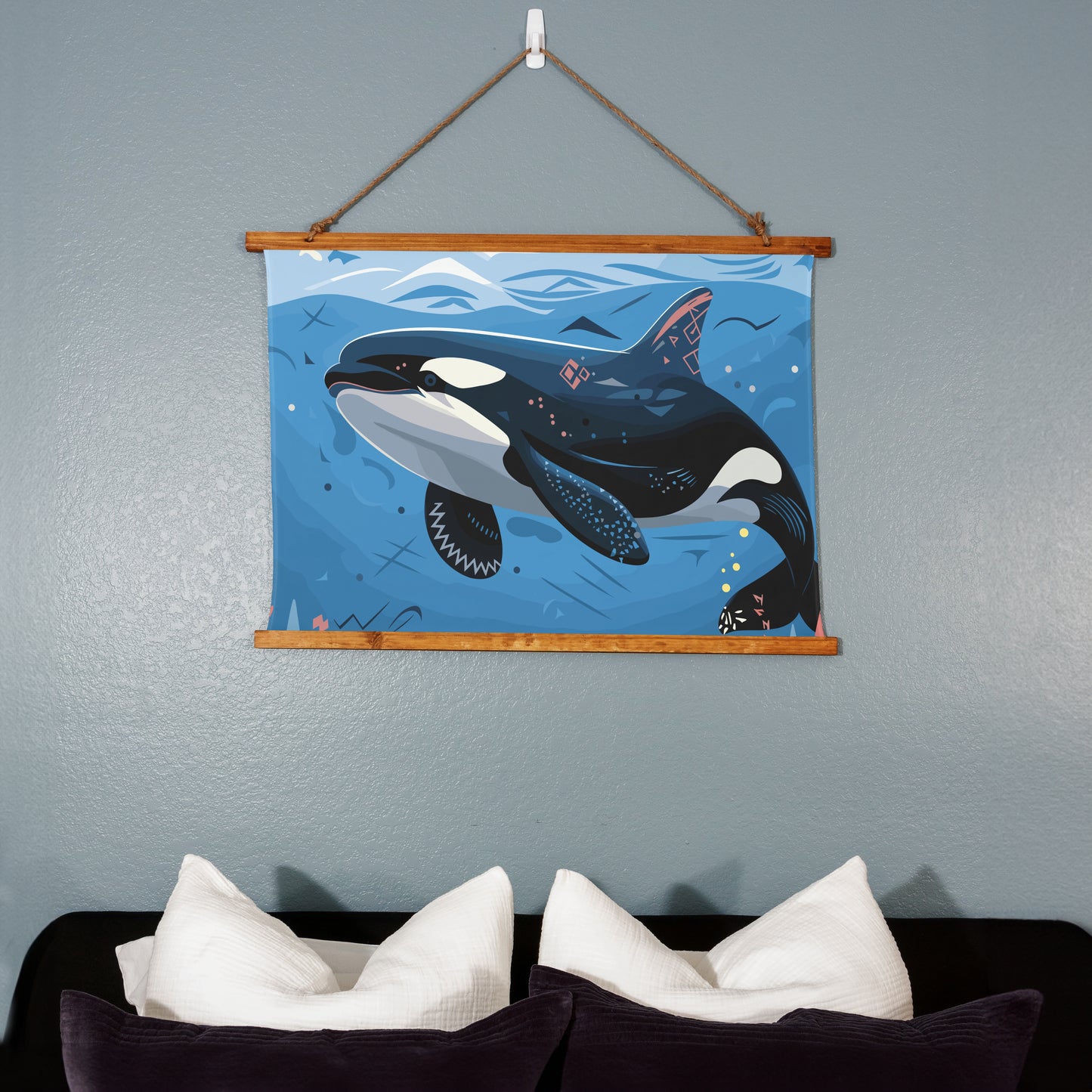 Geometric Orca Hanging Wall Tapestry