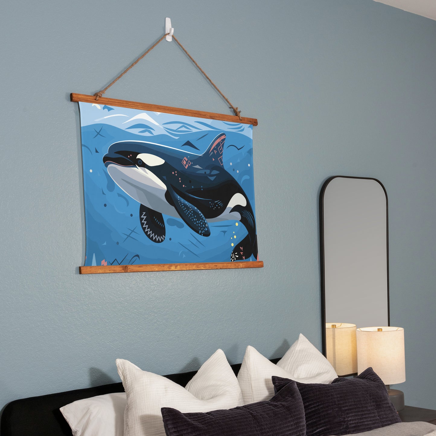 Geometric Orca Hanging Wall Tapestry
