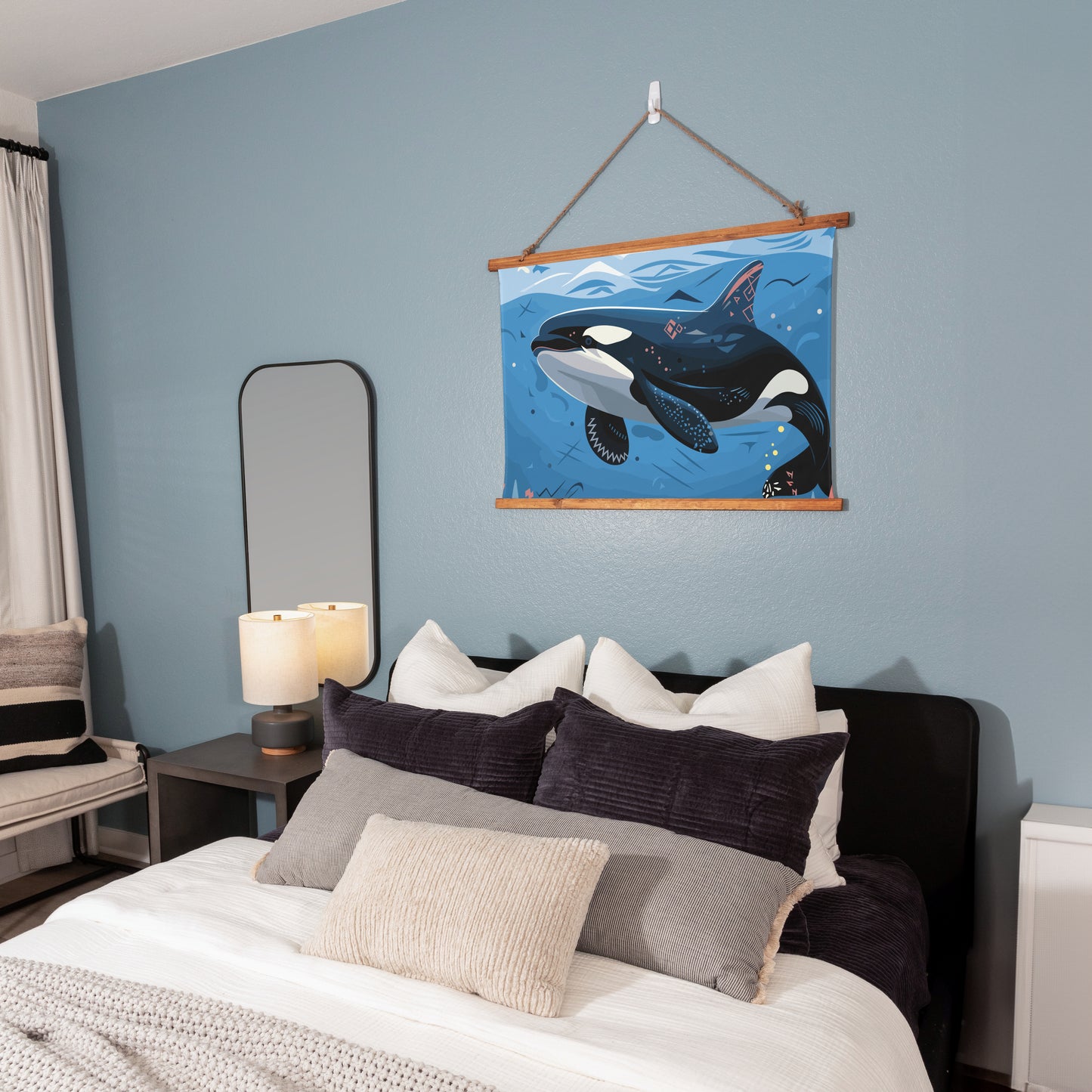 Geometric Orca Hanging Wall Tapestry