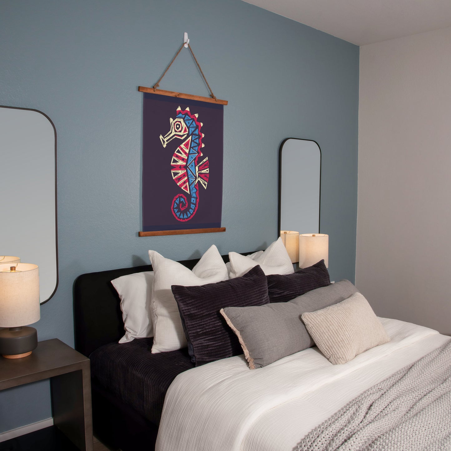 Geometric Seahorse Hanging Wall Tapestry