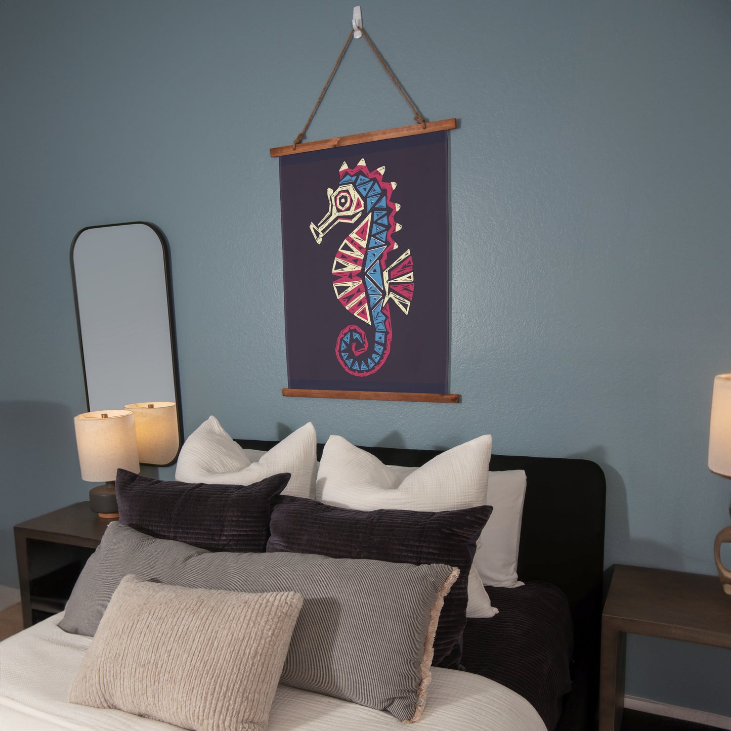 Geometric Seahorse Hanging Wall Tapestry