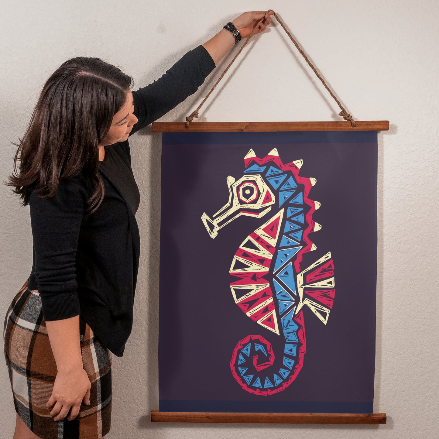 Geometric Seahorse Hanging Wall Tapestry