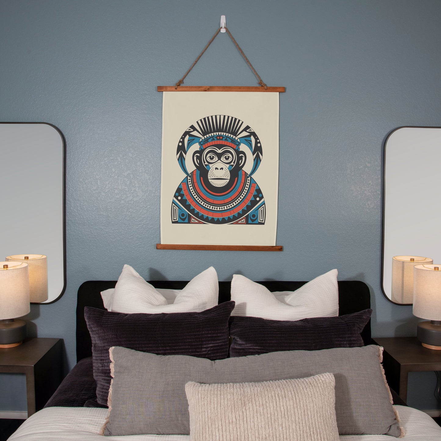 Geometric Monkey Hanging Wall Tapestry
