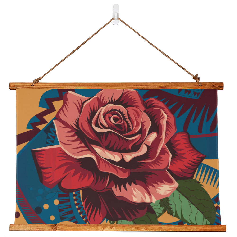 Geometric Rose Hanging Wall Tapestry