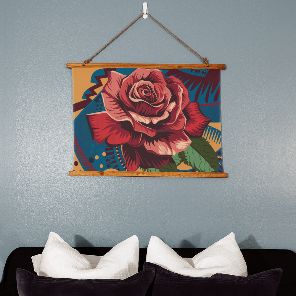 Geometric Rose Hanging Wall Tapestry