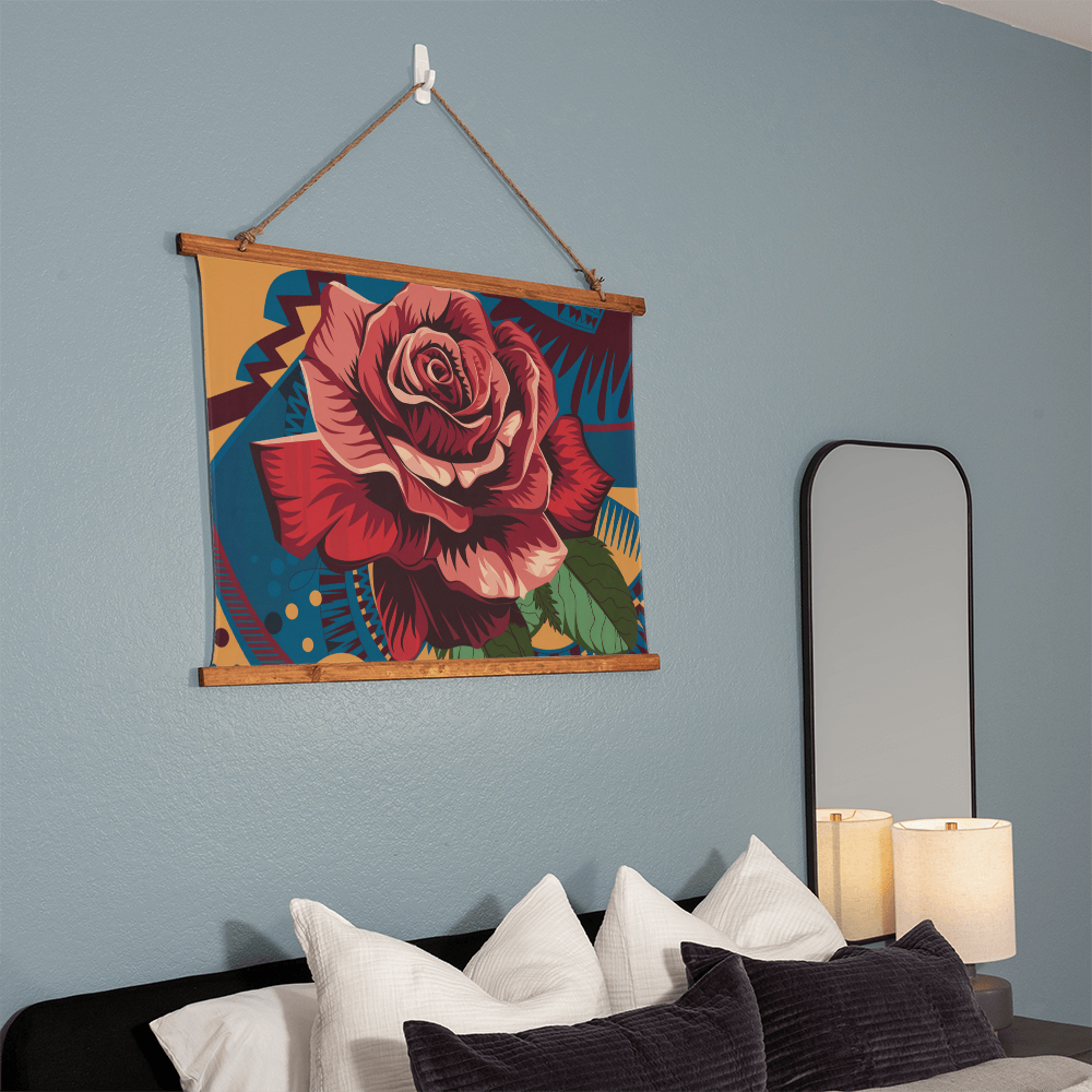 Geometric Rose Hanging Wall Tapestry