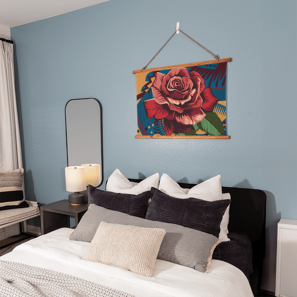 Geometric Rose Hanging Wall Tapestry