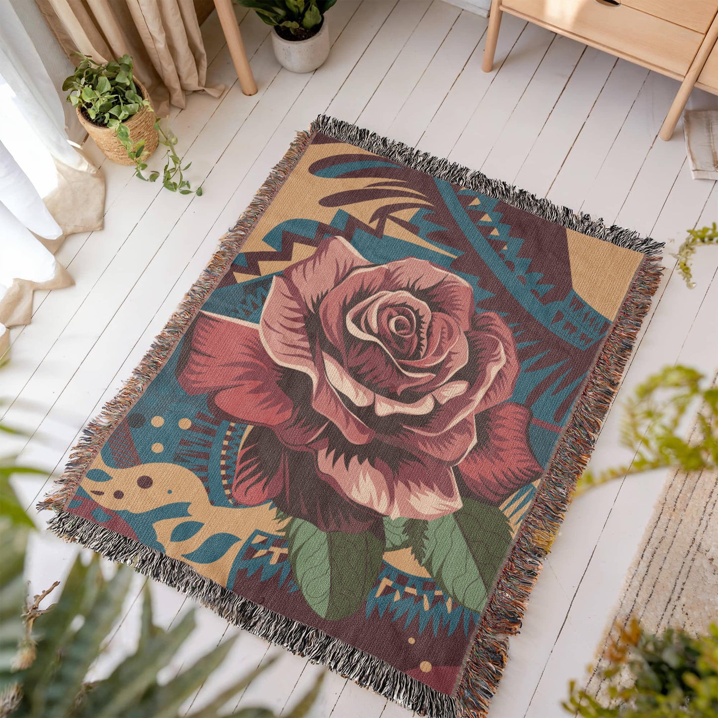 Cozy Rose Woven Throw Blanket