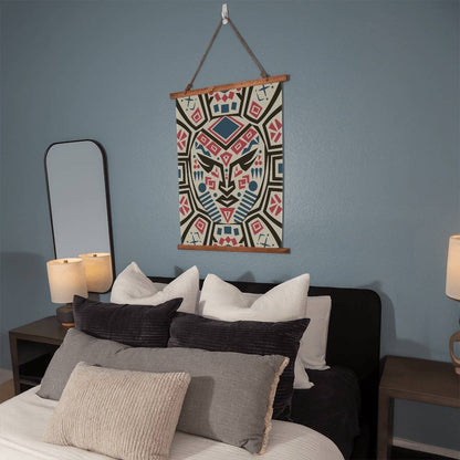 Tribal Mask Hanging Wall Tapestry