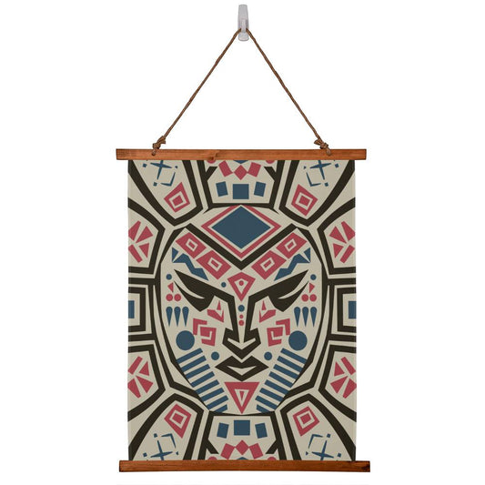 Tribal Mask Hanging Wall Tapestry