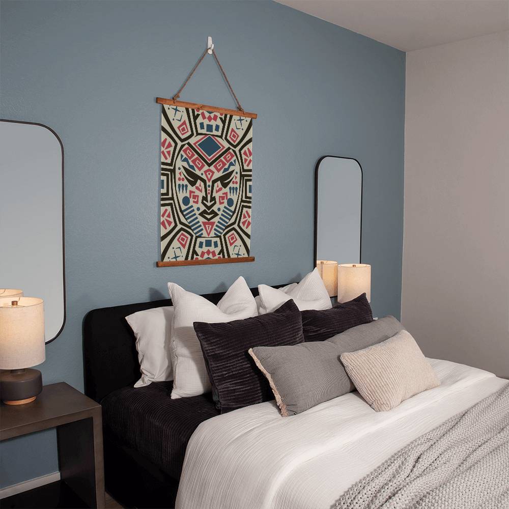 Tribal Mask Hanging Wall Tapestry