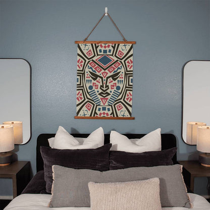 Tribal Mask Hanging Wall Tapestry