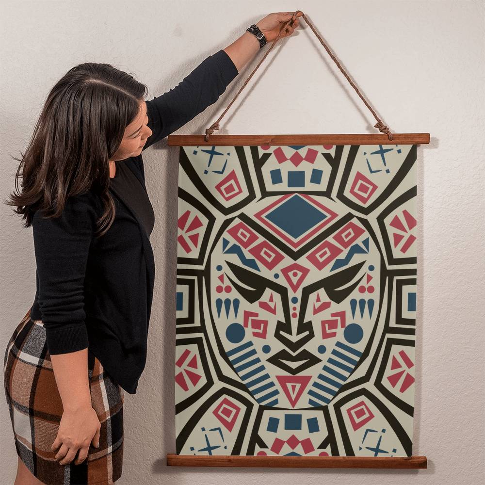 Tribal Mask Hanging Wall Tapestry