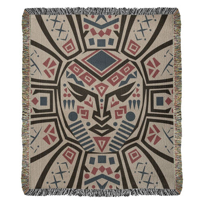 Cozy Tribal Mask Woven Throw Blanket