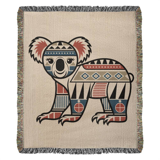 Cozy Tribal Koala Woven Throw Blanket