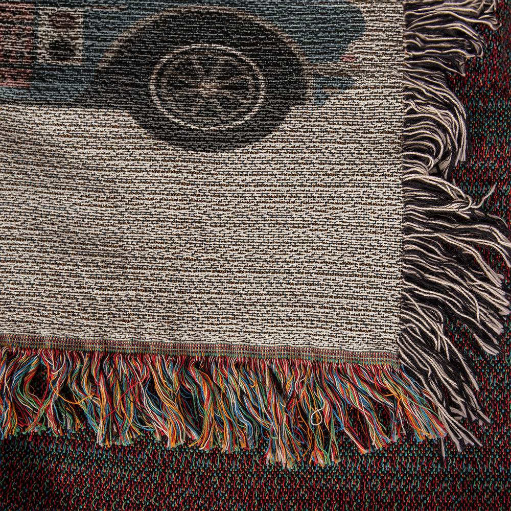 Cozy Retro Car and Vinyl Record Woven Throw Blanket