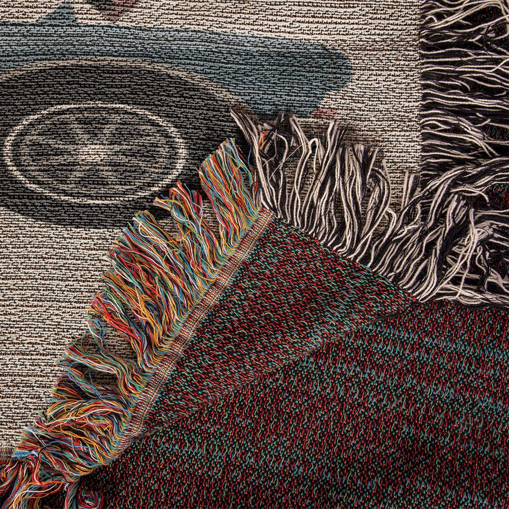 Cozy Retro Car and Vinyl Record Woven Throw Blanket