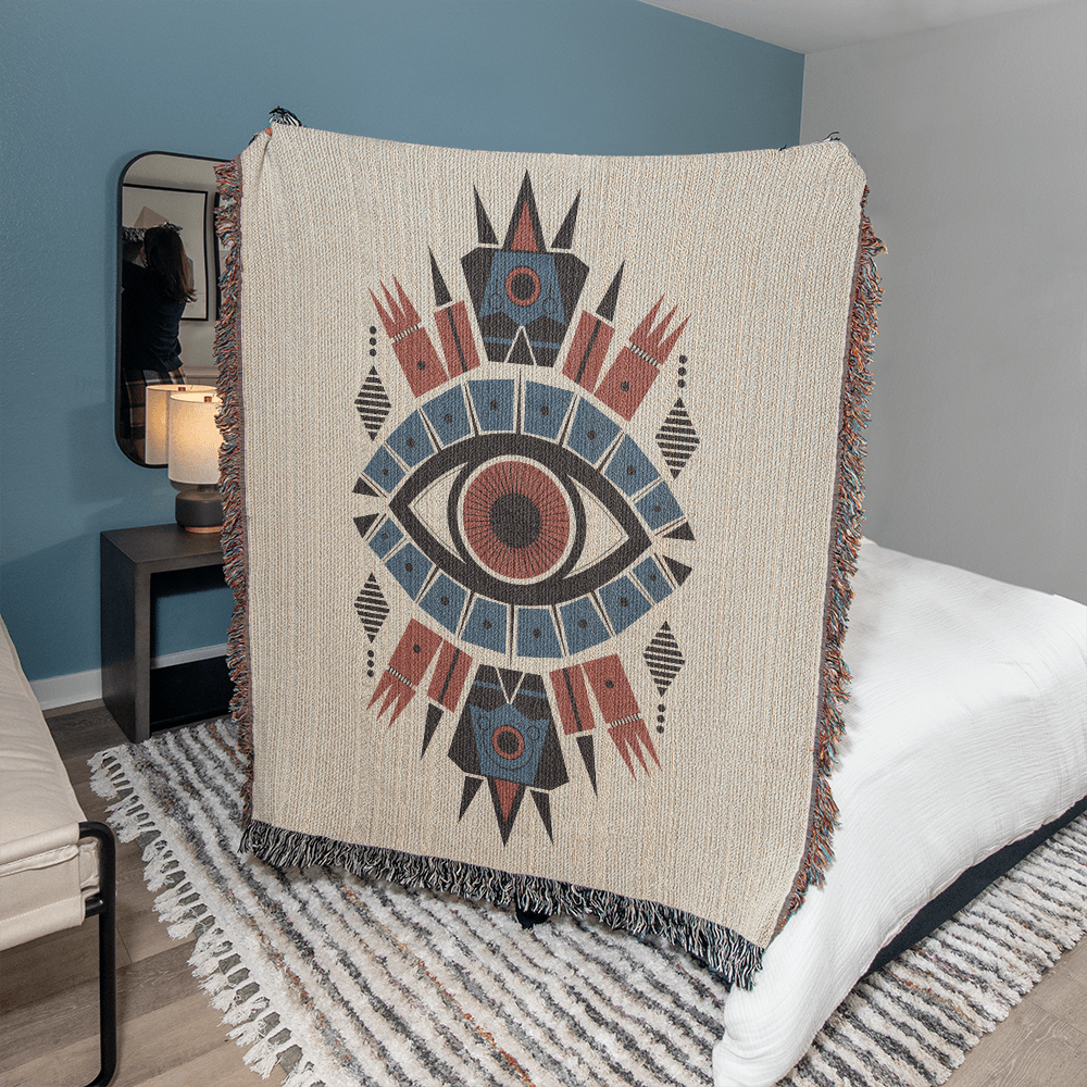 Cozy Mystical Eyes Woven Throw Blankets