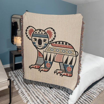 Cozy Tribal Koala Woven Throw Blanket