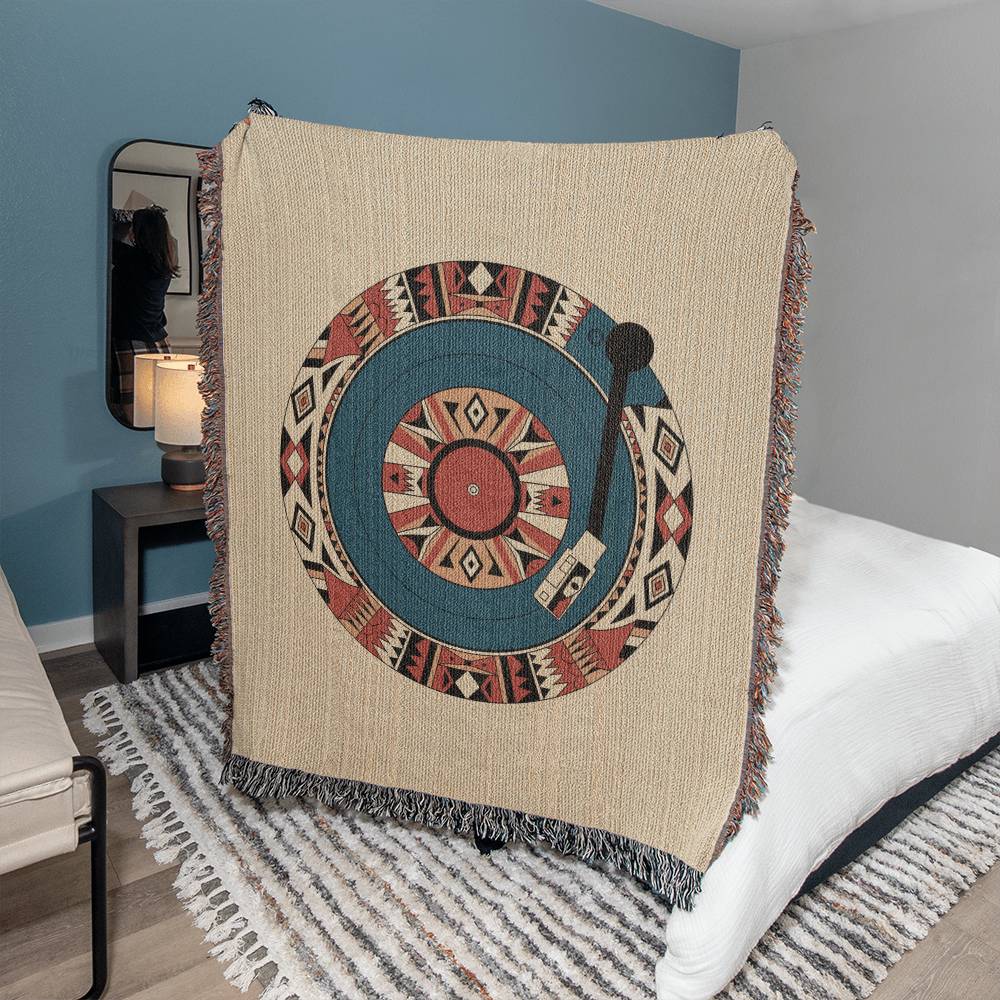 Cozy Vinyl Record Woven Throw Blanket