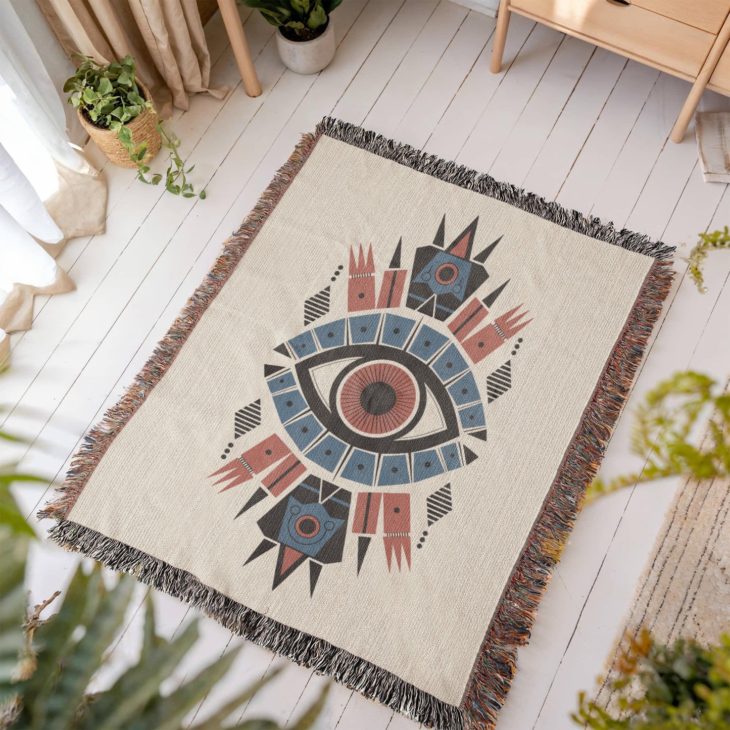 Cozy Mystical Eyes Woven Throw Blankets