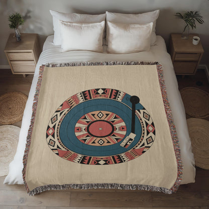 Cozy Vinyl Record Woven Throw Blanket