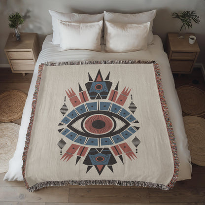 Cozy Mystical Eyes Woven Throw Blankets