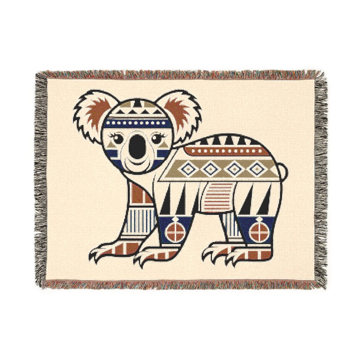 Geometric Koala Woven Throw Blanket