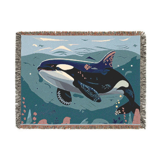 Orca Adventure Woven Throw Blanket