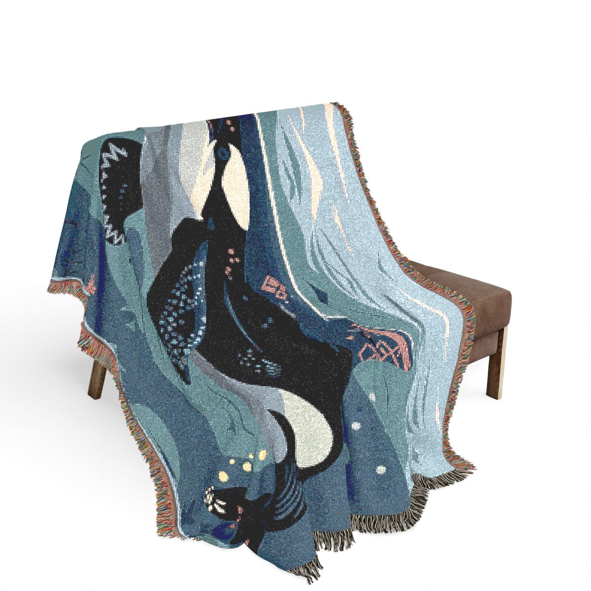 Orca Adventure Woven Throw Blanket
