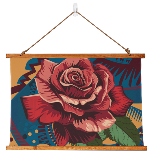 Geometric Rose Hanging Wall Tapestry