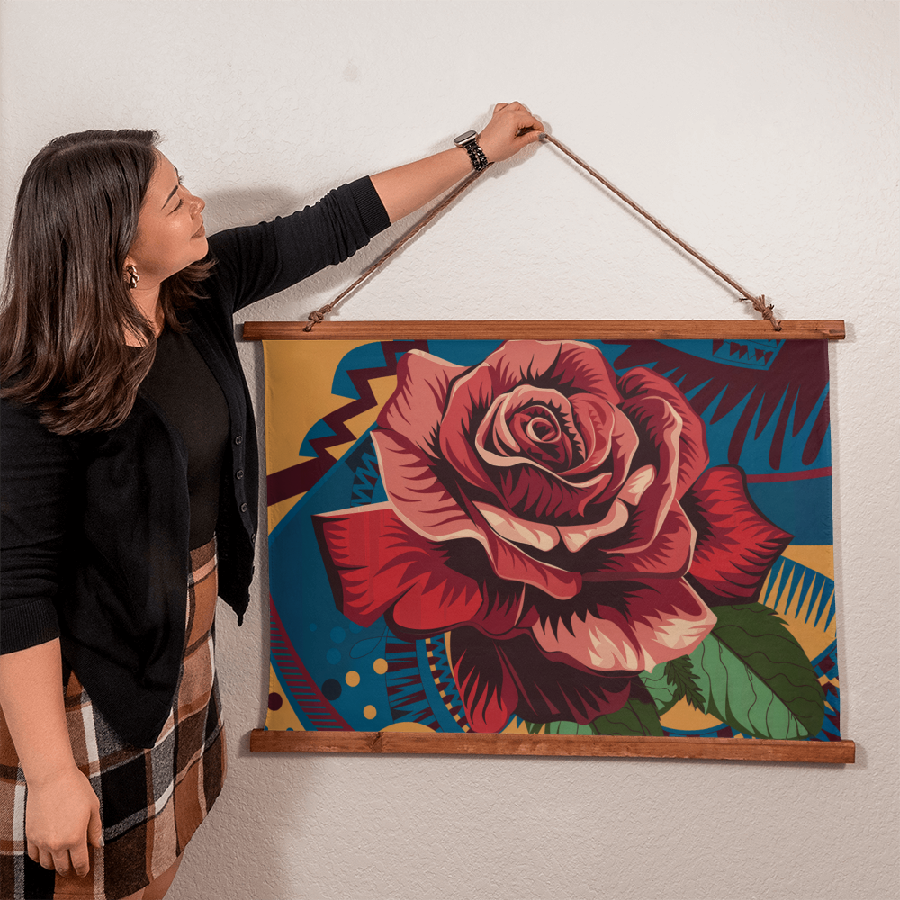 Geometric Rose Hanging Wall Tapestry