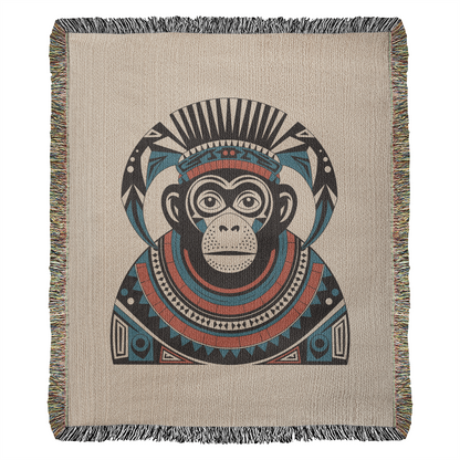 Cozy Tribal Monkey Woven Throw Blanket